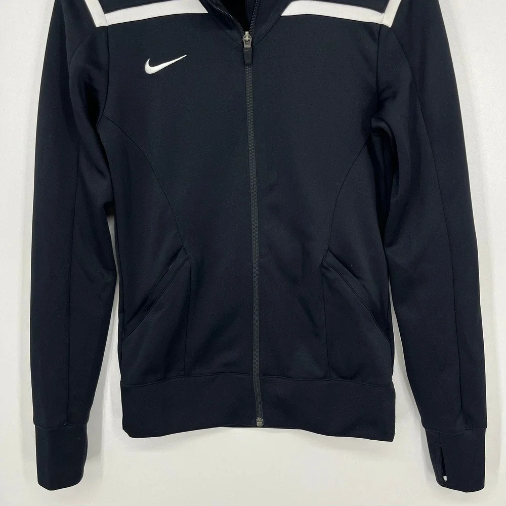 Nike Dri-FIT Track Jacket‎ Womens XS Black White Full Zip Athletic 535663-012